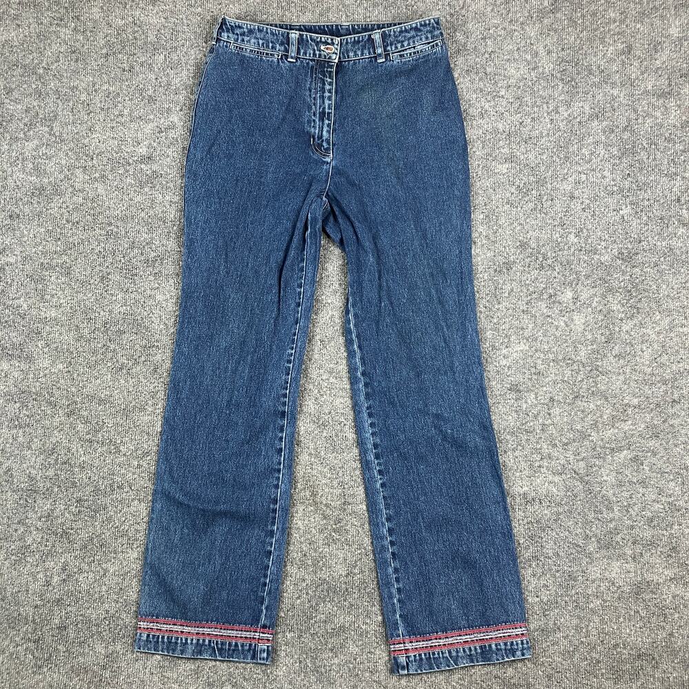 Lauren Ralph Lauren Jeans Womens Size 8 Blue Embroidered Boho Straight Leg Denim